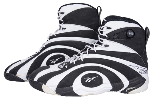 1995-96 Shaquille ONeal Game Used and Signed Pair of Reebok Insta Pump Sneakers - (MEARS & JSA)